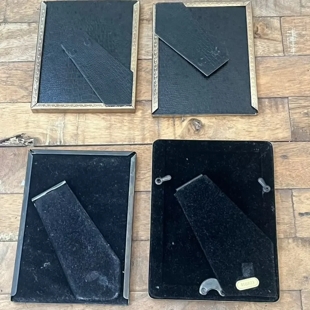 Set of 4 Mixed Silver Plated Picture Frames Ornate & Geometric Patterns